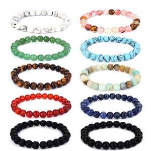 Pulsera de cuentas redondas, hecha a mano, piedra Natural, ágata, elástica, 6mm, venta al por mayor - Product Image 2