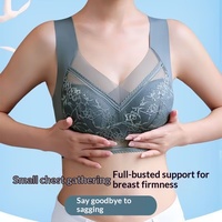 Soutien-gorge push-up anti-affaissement en dentelle pour femmes grandes tailles, quotidien, élastique, doux, soyeux, sans couture, fin, respirant, tricoté