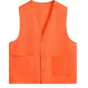 Work Uniform Vest Orange Polyester Fiber Three Button Front Pockets For Workwear - Product Image 1