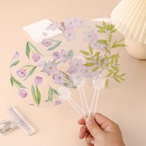 Abanicos de Mano Redondos de Plástico Personalizados con Logotipo, Abanicos de Mano Transparentes con Flores para el Verano - Product Image 4