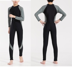 Pantalon long une pièce en stock <span class=keywords><strong>Maillot</strong></span> <span class=keywords><strong>de</strong></span> <span class=keywords><strong>bain</strong></span> <span class=keywords><strong>de</strong></span> course à manches longues avec fermeture éclair sur le devant pour adolescents et garçons - Product Image 1