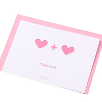 Carte de vœux 3D pop-up rose délicat, découpée au laser, écologique, avec cœurs, design créatif anglais, pour la Saint-Valentin, anniversaire, remise de diplôme