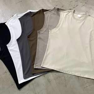 Gilet lavé 100% coton vêtements de sport haut coupé T-shirt sans manches haut personnalisé hommes