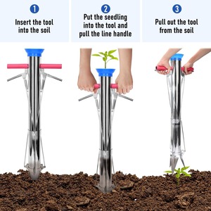 Transplanteur de semis à long manche en acier inoxydable, planteur manuel de bulbes pour la plantation en agriculture et jardinage - Product Image 6