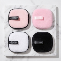 Éponge démaquillante réutilisable en microfibre, carrée, douce, pour le nettoyage du visage, à faire mousser avec de l'eau, lavable, lingette effaçante pour le visage