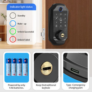 מנעול דלת חכם חדש לבית/מלון, מסך מגע, סיסמה, כרטיס, טביעת אצבע, מפתח מכני, תואם TT Tuya APP, ידית נעילה לדלת - Product Image 3