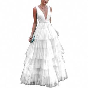 Vestidos de fiesta de tul para mujer Vestidos de noche formales escalonados Vestido de baile con tirantes - Product Image 1