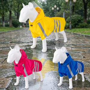 เสื้อกันฝนสำหรับสัตว์เลี้ยงแบบมีฮู้ด สะท้อนแสง กันน้ำ กันลม ผลิตในไต้หวัน เป็นมิตรกับสิ่งแวดล้อม ลายทาง ไซส์ S ใช้ได้ทุกฤดู ป้องกันสัตว์เลี้ยง - Product Image 1