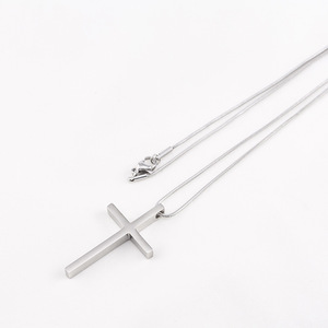 yunnique <b>Cross</b> Pendant Necklace Stainless Steel Unisex Minimalist Geometric Design Long <b>Chain</b> Fashion Jewelry - Product Image 4