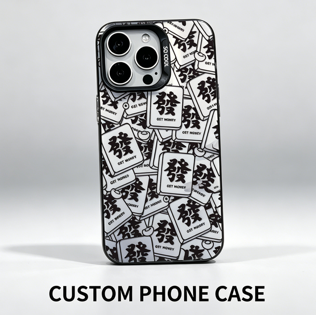 Lucky Fortune Mahjong Pattern Phone Case for iPhone 16/15/14/13/12 Pro Max, Shockproof Protective Cover Custom Phone case Cover