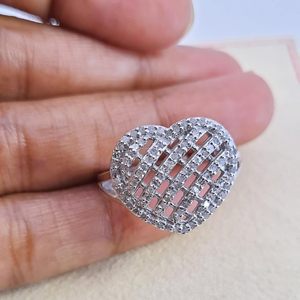 Jewelspaark – bague en diamant 0.59 Cttw, coupe ronde, en argent sterling 925, en forme de cœur, bijoux de fiançailles pour femmes, taille 8 - Product Image 6