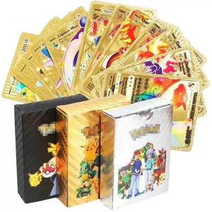 YY Wholesale 55 cartes de jeu de table dorées, argentées et noires, en <span class=keywords><strong>anglais</strong></span>, français, allemand, espagnol, avec feuille sur plastique, à bas prix - Product Image 2