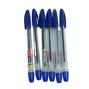 Uzun yazma uzunluğu pürüzsüz duygu ofis okul kullanımı tükenmez kalem plastik ince 0.7mm özel logolu kutu sticker tükenmez kalem