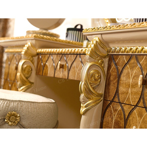 <strong>Victorian</strong> Style Elegant <strong>Dressing</strong> <strong>Table</strong> Bedroom Furniture Wooden Birch Hand Carved Gold Foil Makeup <strong>Table</strong> - Product Image 3