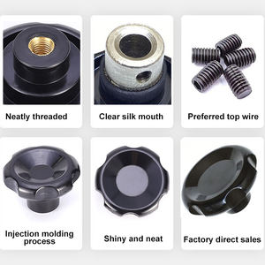 Bouton <span class=keywords><strong>de</strong></span> serrage à <span class=keywords><strong>tête</strong></span> lobeuse, boutons <span class=keywords><strong>de</strong></span> machine, filetés M8, plastique bakélite, femelle, ondulé, 50 mm, noir, moderne, noyau en fer gratuit - Product Image 4