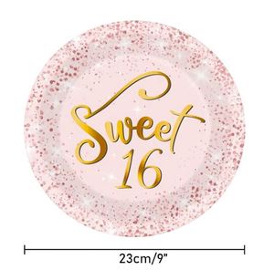 OEM Disposable 7-Inch Rose Gold Foil Paper <b>Plates</b> Modern Style Hot Selling for Sweet 16 Party Birthday Tableware Decorations - Product Image 2