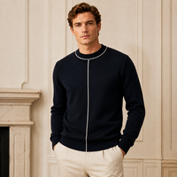 Pull à col rond pour homme en coton BCI 100% - Manches longues - Tricoté - Uni - Certifié BSCI/WRAP
