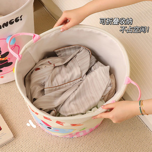 Collapsible Laundry Basket Round Foldable Clothes Storage Organizer For Bathroom Household Use - Product Image 3