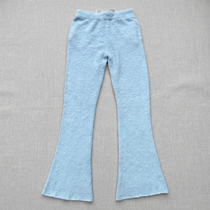 Pantalon unisexe bleu clair en coton et polyester de qualité supérieure, style lounge, avec effet empilé, coupe évasée, devant plissé, taille élastique, en polaire, hiver, taille haute - Product Image 3