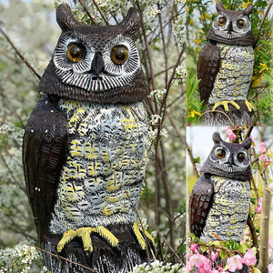 Décoys de hiboux en gros pour effrayer les oiseaux, hibou à énergie solaire, yeux lumineux, tête rotative et son - Product Image 6
