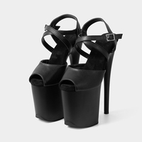 Nouvelles sandales d'été à bout ouvert Evergreen 20CM/8 pouces en PU, légères, tendance, sexy, exotiques, à talons hauts et plateforme, à brides croisées, pour femme, idéales pour les soirées.