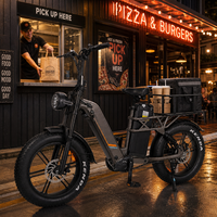 Vélo cargo électrique robuste pour livraison de repas, capacité de charge 175 kg, batterie lithium double 48V, moteur double 2000W, pneus larges 20*4.0, direct usine