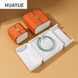 Hộp quà tặng trang sức bằng da PU thiết kế mới Huayue, có logo tùy chỉnh, kiểu cửa đôi, đựng khuyên tai, nhẫn, dây chuyền - Product Image 5