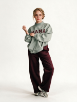 Sweat-shirt vert tendance à col montant pour femmes et adolescentes 2026 – Haut d'hiver ample et court à manches longues