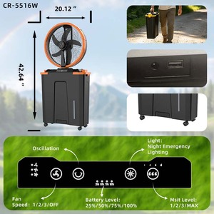 Ventilateur portable de <span class=keywords><strong>16</strong></span> pouces avec réservoir d'eau, ventilateur rechargeable solaire sur pied avec panneau solaire, batterie au lithium - Product Image 2
