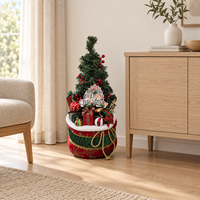 Panneau Joyeux Noël de 60 cm (23,6 pouces) avec arbre artificiel sur base en tissu, ornements cadeaux, décoration de sol pour les fêtes