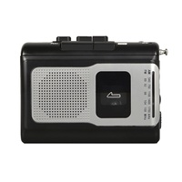 Lecteur de cassettes radio AM/FM portable, prise en charge MP3, microphone intégré, couleur argent + noir, haute sensibilité, design rétro PANDA
