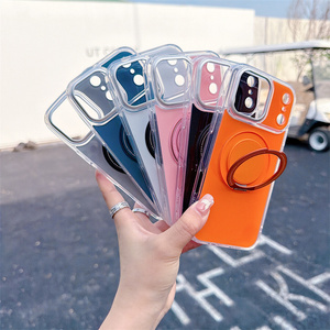 Original Linen Textured Magnetic holder Phone case for iPhone 17 16 15 14 Pro Max Ombre <b>stand</b> Converted colorful PC Back Cover - Product Image 5