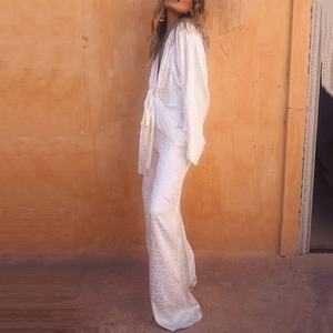 <span class=keywords><strong>Mono</strong></span> con cuello en V y estampado de leopardo para mujer, pantalones largos, <span class=keywords><strong>mono</strong></span> de manga larga, <span class=keywords><strong>Kimono</strong></span>, Burnout de seda - Product Image 3