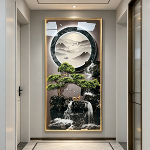 Panel acrílico decorativo de pared con retroiluminación, marco dorado, decoración para el hogar, pintura tradicional de porcelana de cristal con LED. - Product Image 2
