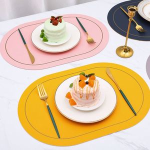 Wholesale Custom PU Leather Concise <b>Desk</b> Mat Eco-Friendly Two-Color Insulated Place Mats Restaurant Home Dining Table Mats - Product Image 2