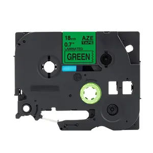 Aimo 18 Mm Cartridge Aze 741 Gelamineerd Label Tapes Zwart Schrijven Groen Wit Etikettering Tape Voor Brother P-Touch tz/Tze