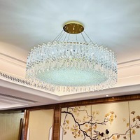 Lustre moderne de luxe à plusieurs niveaux en cristal, luminaire suspendu LED à hauteur réglable pour salon, salle à manger, chambre à coucher