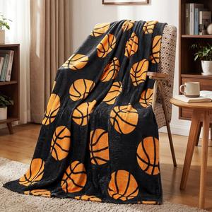Couverture en flanelle de basketball en gros, couverture polaire, couverture de sieste, lavable en machine, résistante à la décoloration, pour voyage, camping, impression personnalisée - Product Image 1