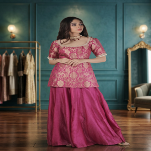 Salwar Kameez de Seda Rosa, Vestido Tradicional Indio para Boda, Largo hasta el Suelo, Ropa Étnica para Mujer, Corte Regular, Prendas Elegantes Kanya - Product Image 3