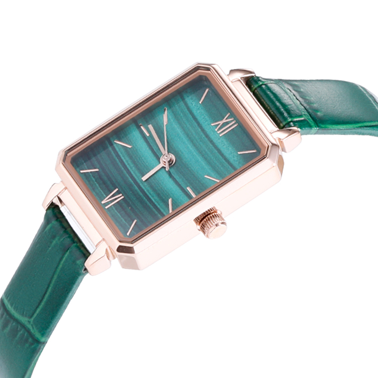 BOMAXE Custom Luxury Women's Wrist Watch Green Dial Square Stainless Steel Quartz Clock Antique Rose Simple Fashion Bracelet