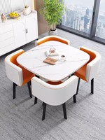 Vente en gros chaise de salle à manger simple réception restaurant table et chaise de café forme carrée table avec dessus en marbre avec 4 chaises