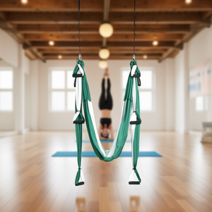 Columpio de Yoga Aéreo Verde y Blanco 2.5x1.5m, Trapecio de Inversión para Montaje en Techo, Equipo de Yoga, Carga Máxima 120kg, Material de Nylon - Product Image 2