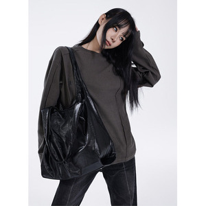 Soft <b>Large</b> Capacity Black Leather Tote <b>Bag</b> Minimalist Oversized Hobo Underarm Shoulder <b>Bag</b> Niche Casual Women Daily <b>Work</b> Handbag - Product Image 2