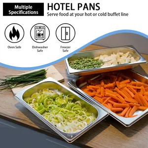 Stainless Steel GN Pan 2/3 Kitchen Equipment With Silicone Lid For Restaurant Use 304 Pans Serving Food Standard Sizes Hotels