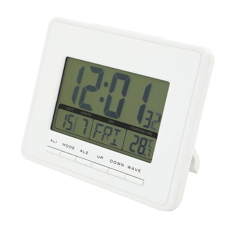 Fashion Modern Table Desk Radio Controlled Digital Lcd Clock Alarm With Back Light Snooze Home Decoration Factory