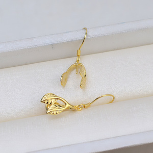 Boucle d'oreille DIY en perle baroque, argent S925, perle en forme de feuille, dos creux, accessoire féminin avec matériau en acier 1689 - Product Image 2