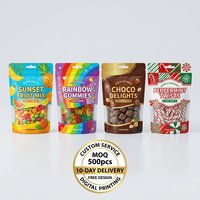 Sachet Doypack Personnalisé en PE Recyclable avec Fenêtre Transparente pour Biscuits, Bonbons, Snacks, Noix et Graines