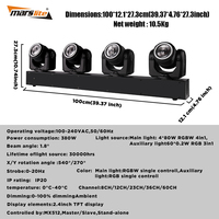 4 Piezas Barra de Luz de Cabeza Móvil LED 80W RGBW 4 en 1 con Estroboscopio y Haz para DJ