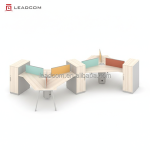 LEADCOM 120 Poste de travail modulaire écologique moderne avec rangement, pieds en acier laminé à froid et armoire à 3 tiroirs - Product Image 3