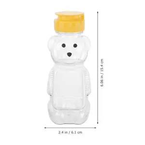 Botella de jugo espesada transparente con forma de oso de dibujos animados, taza bonita creativa para té de la leche, agua o jabón líquido para niños - Product Image 3